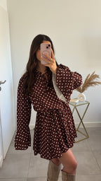 Robe à pois Lior - Marron