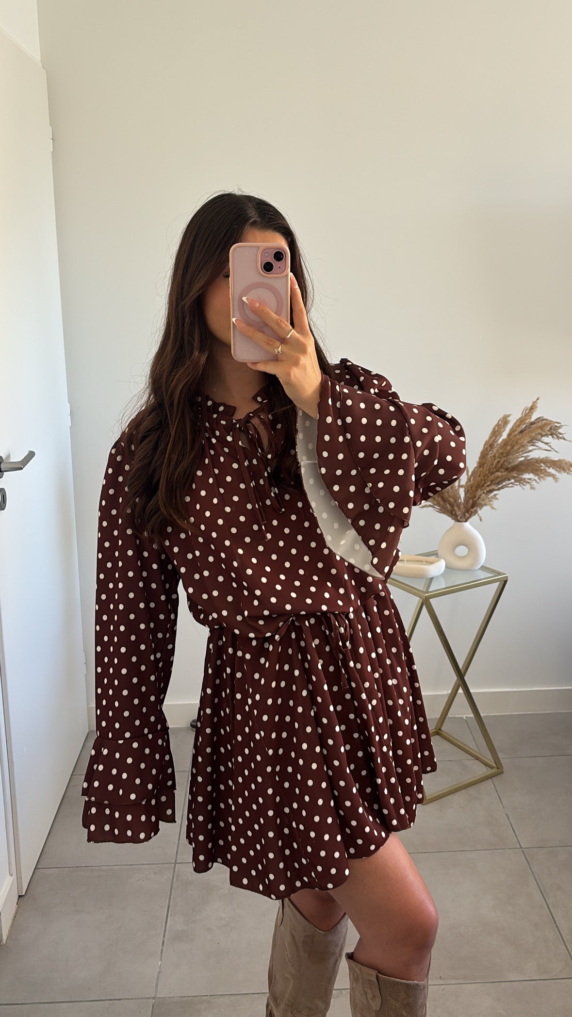 Robe à pois Lior - Marron