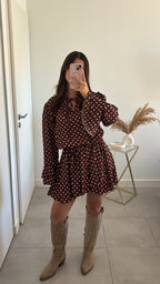 Robe à pois Lior - Marron