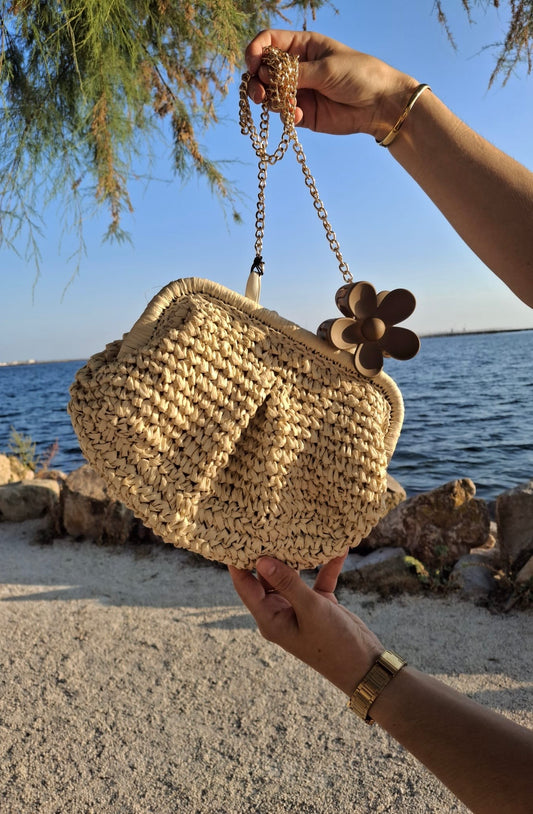 Sac pochette en paille
