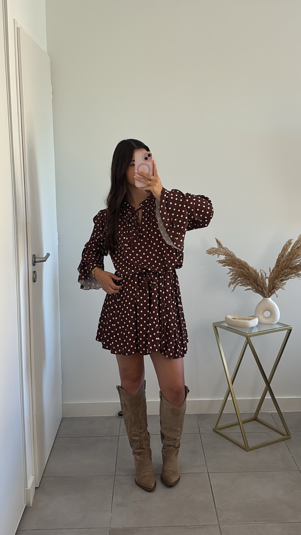 Robe à pois Lior - Marron