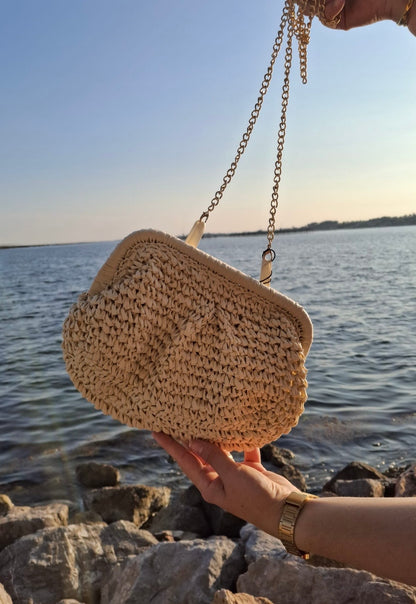 Sac pochette en paille