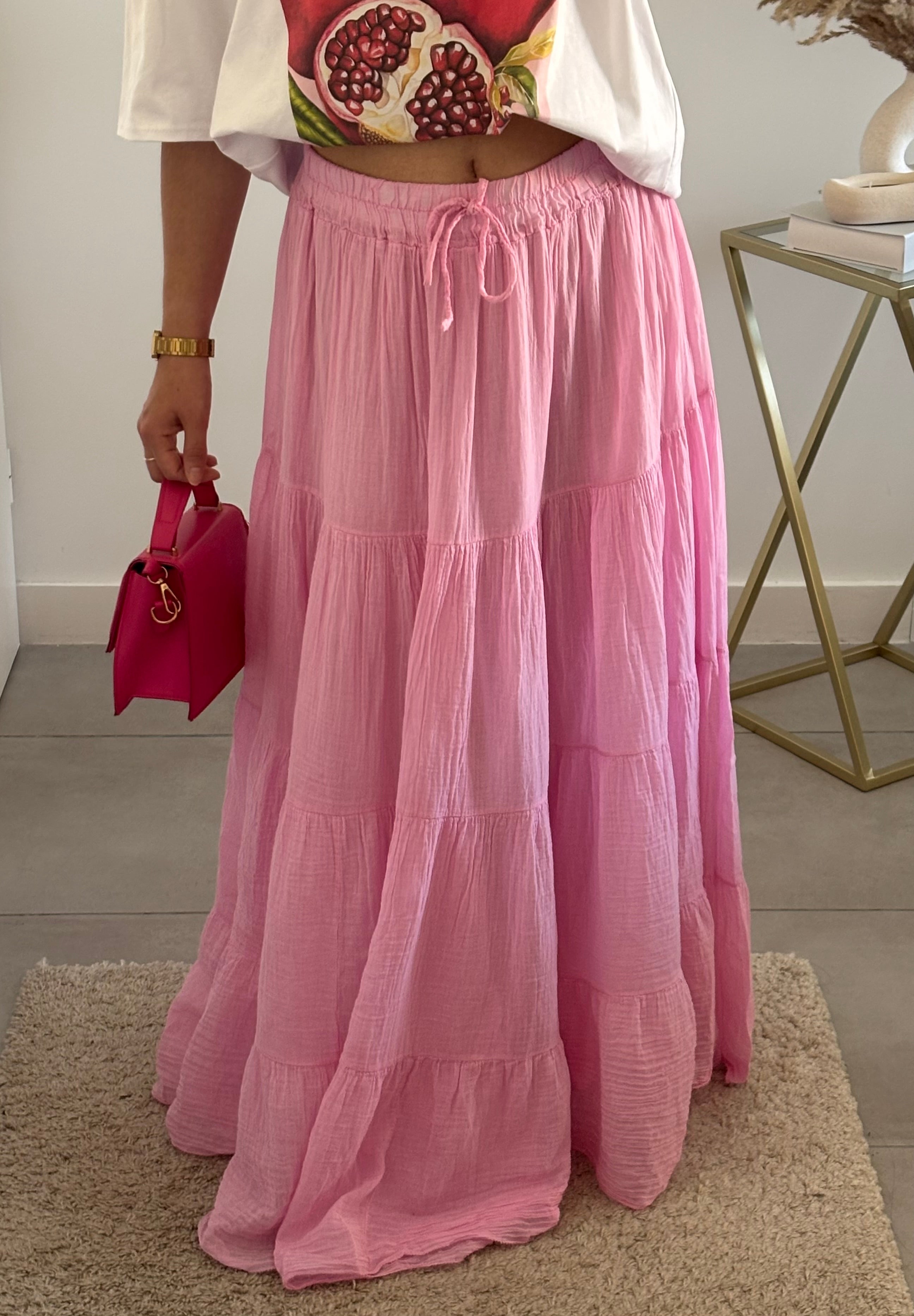 Jupe en voile Inès - Rose