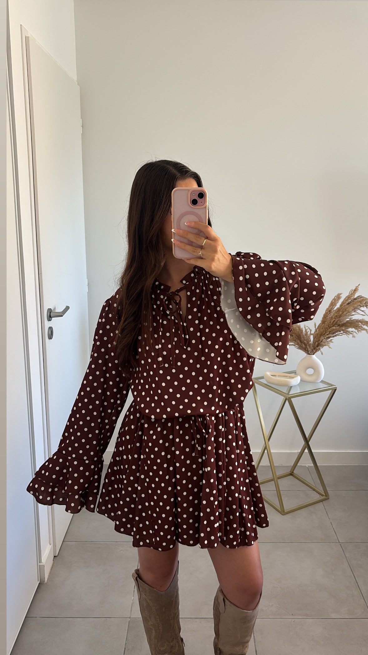 Robe à pois Lior - Marron