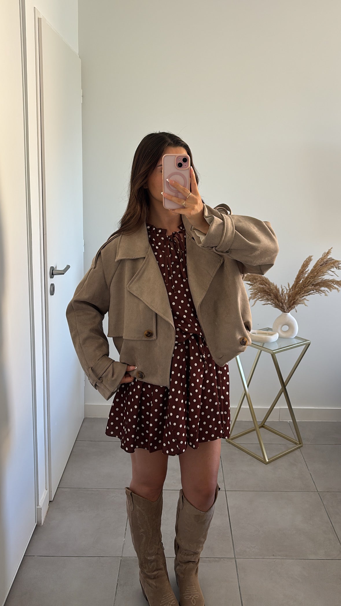 Veste courte effet suédine