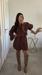 Robe à pois Lior - Marron