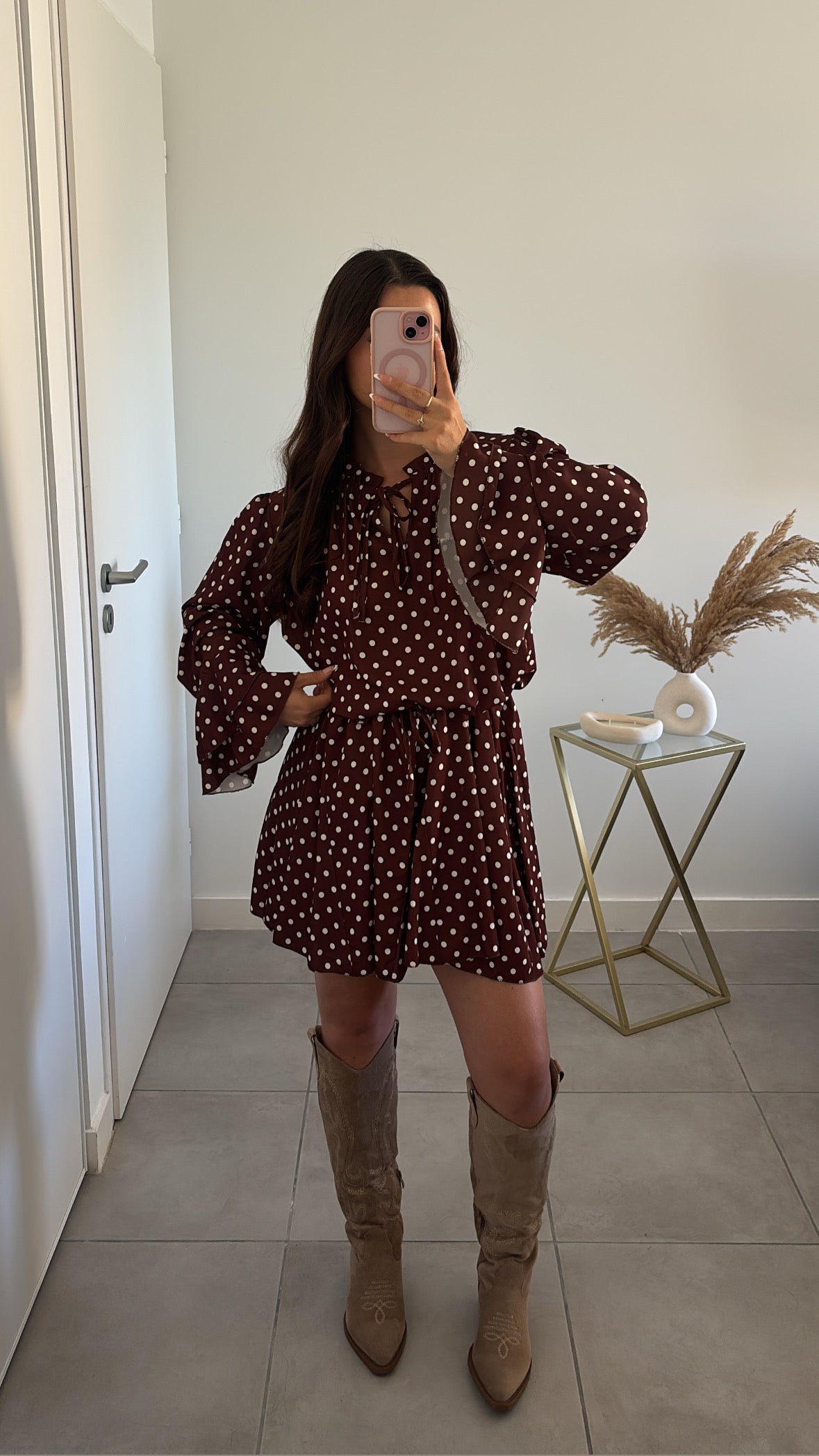 Robe à pois Lior - Marron