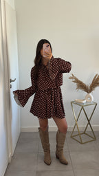 Robe à pois Lior - Marron