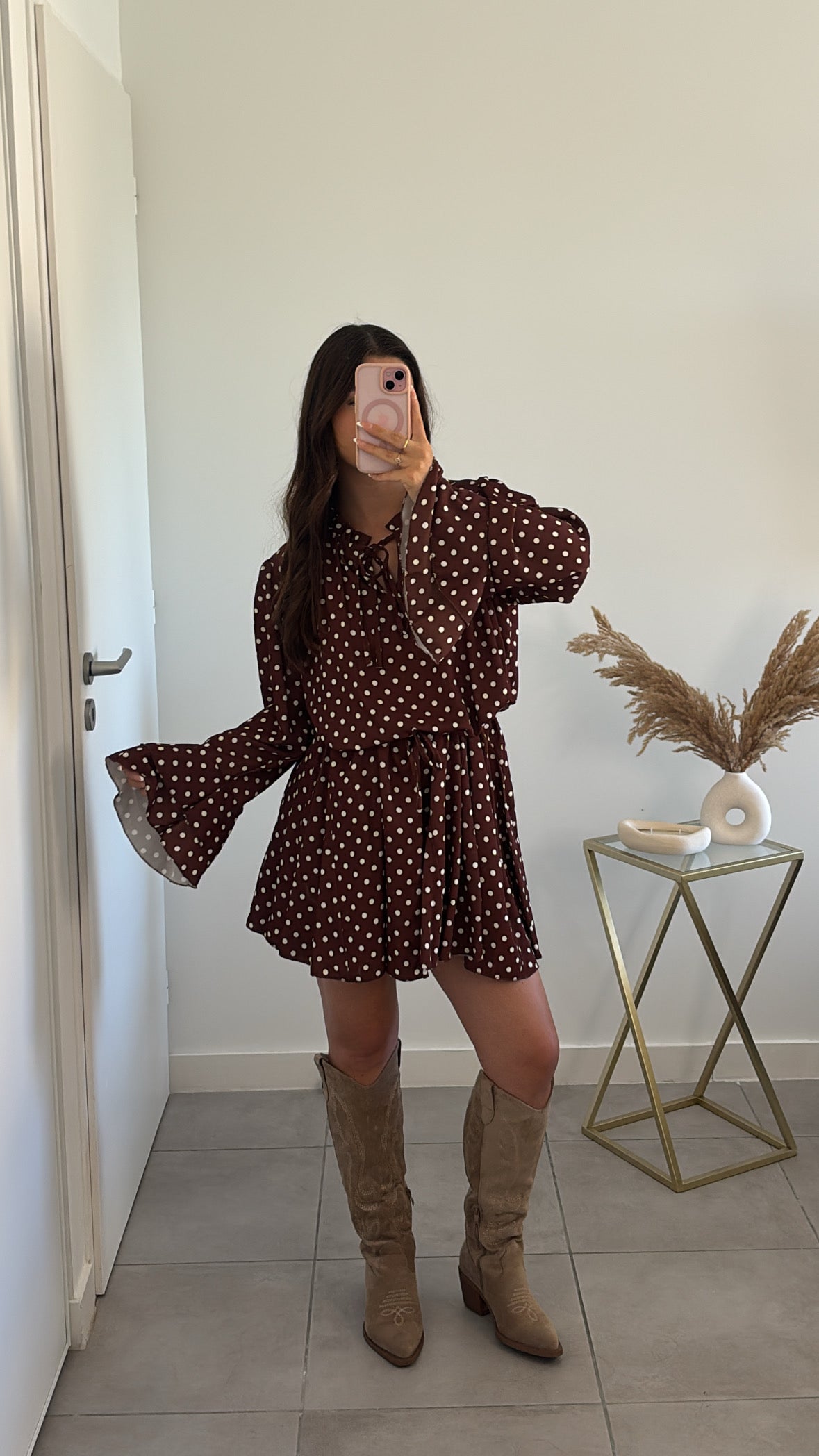 Robe à pois Lior - Marron