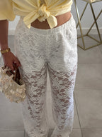 Pantalon dentelle - Blanc