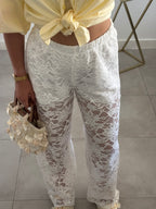 Pantalon dentelle - Blanc