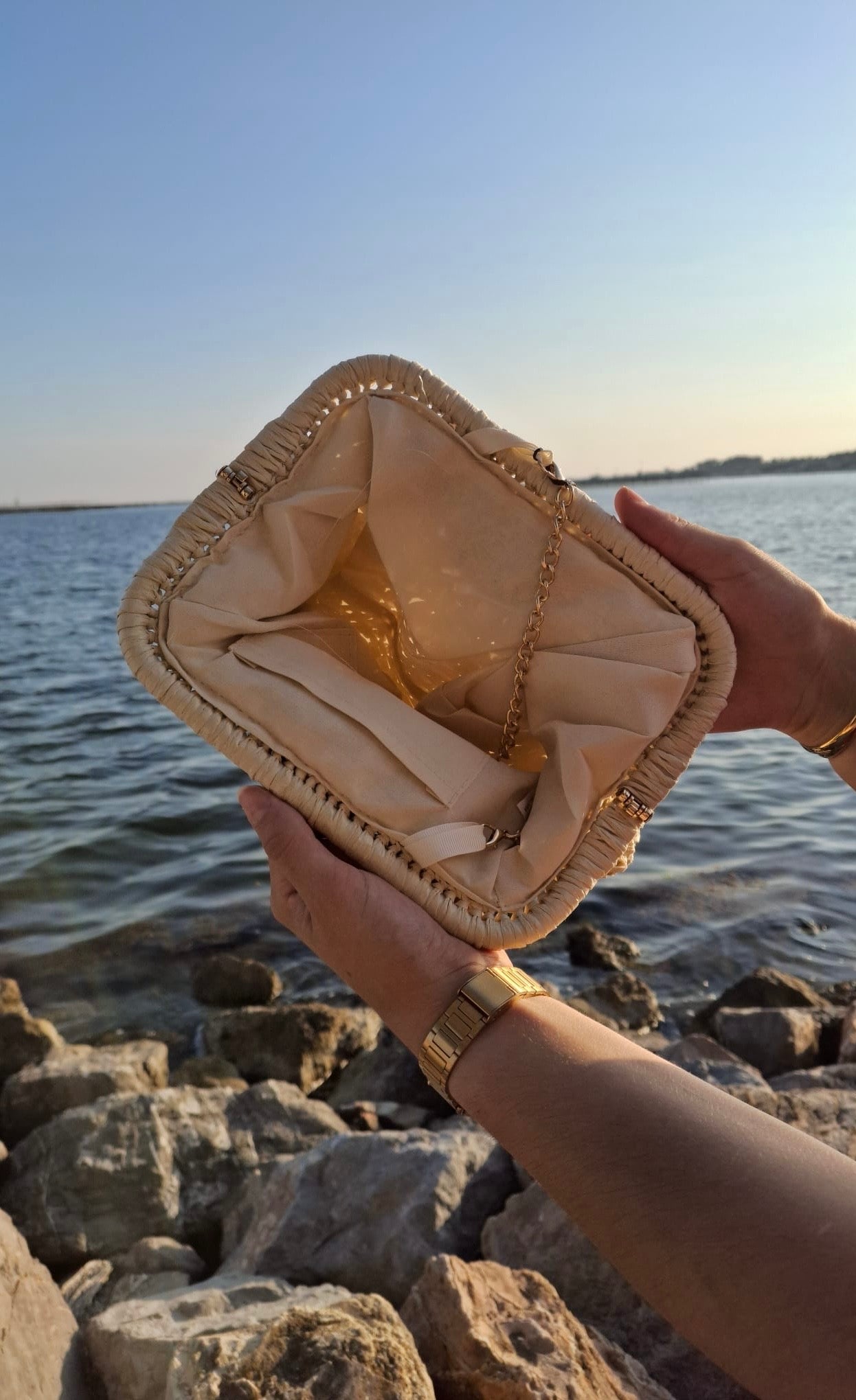 Sac pochette en paille